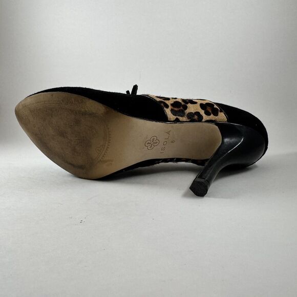Isola Isabel exotic banded pump leopard print lace up leather stiletto sz 8 - Picture 8 of 9